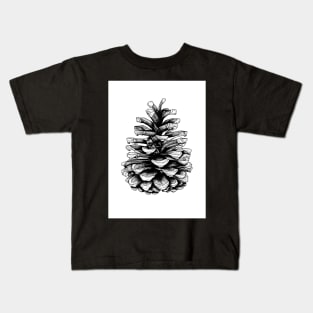 Fir Cone Pen and Ink Drawing Kids T-Shirt